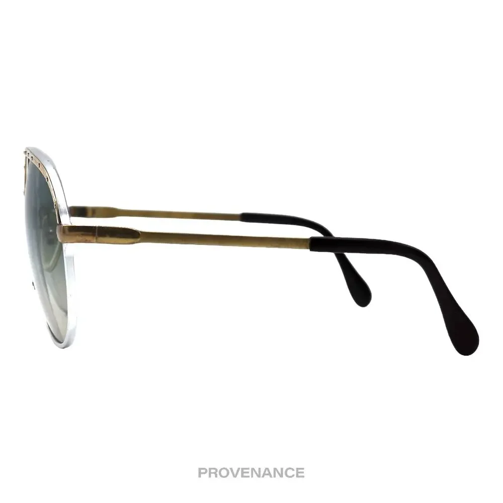Gold Metal Aviator Sunglasses with Gradient Blue Lenses
